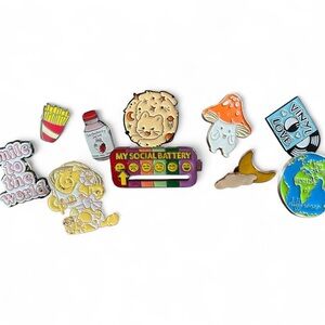 Enamel Pin Set - 10pc Assorted Cute Icon Pins